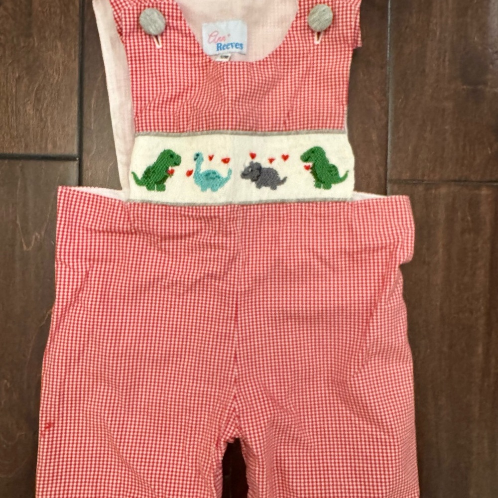 Ann + Reeves Smocked Dino Valentine Jon Jon